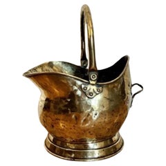 Used Victorian Quality Brass Helmet Coal Scuttle
