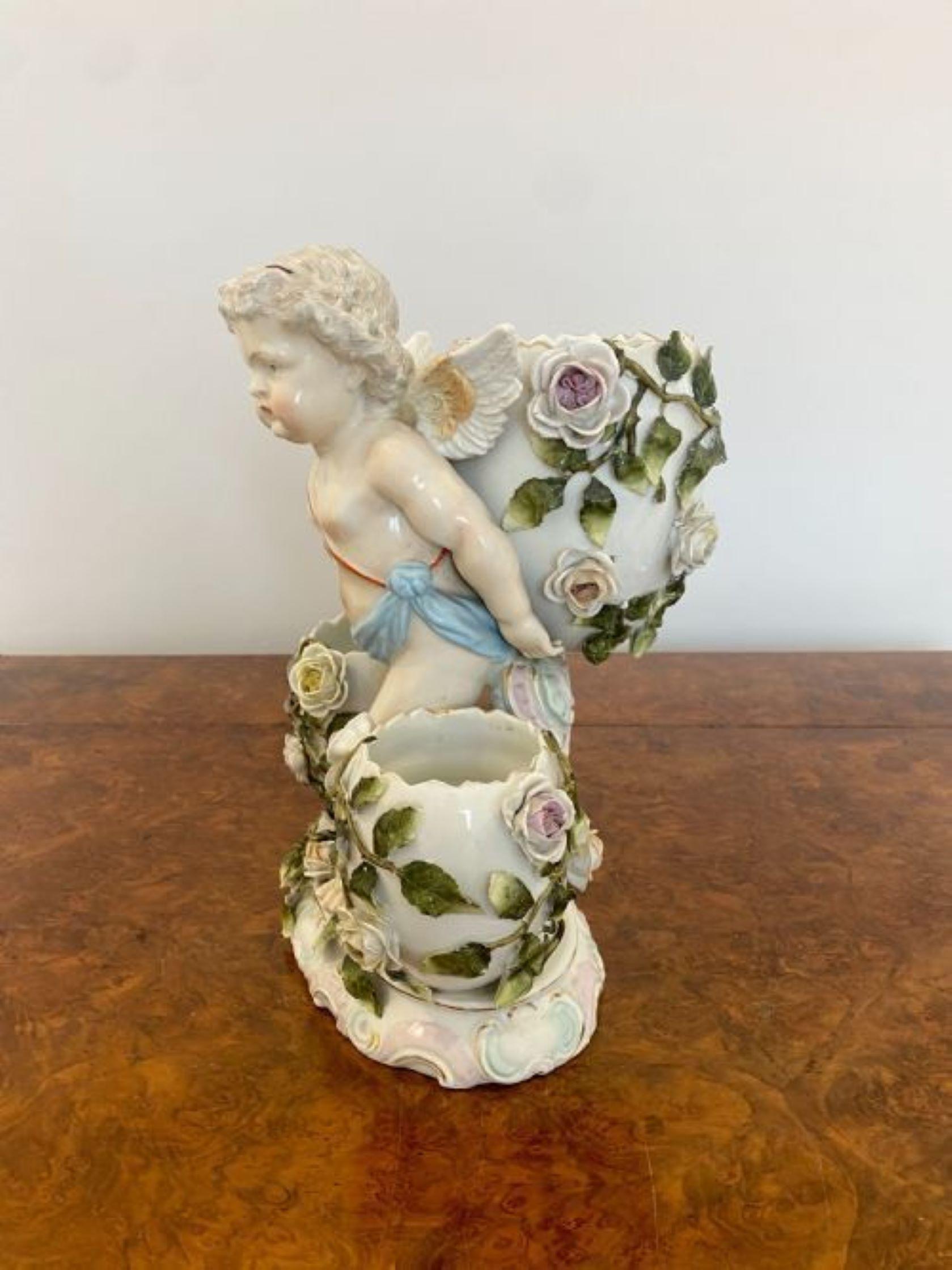 19th Century Victorian Quality Continental Porcelain Cherub For Sale