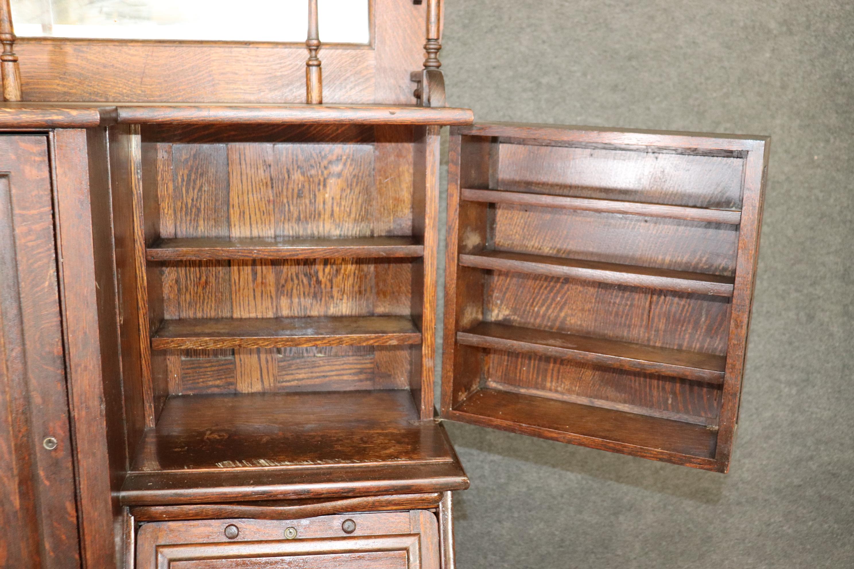 Victorian Quarter Sawn Oak Harvard Dental Cabinet with Tambor Multiple Drawers 7