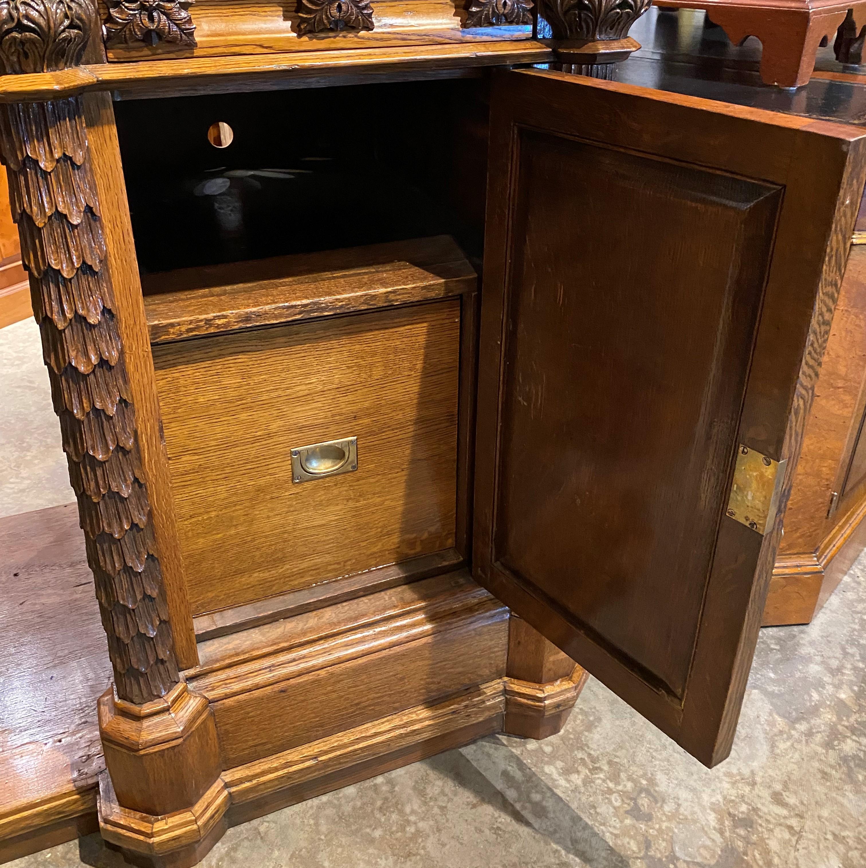 Gothic Revival Quarter Sawn Oak Sideboard with Exceptional Carving For Sale 6