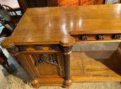 Gothic Revival Quarter Sawn Oak Sideboard with Exceptional Carving
