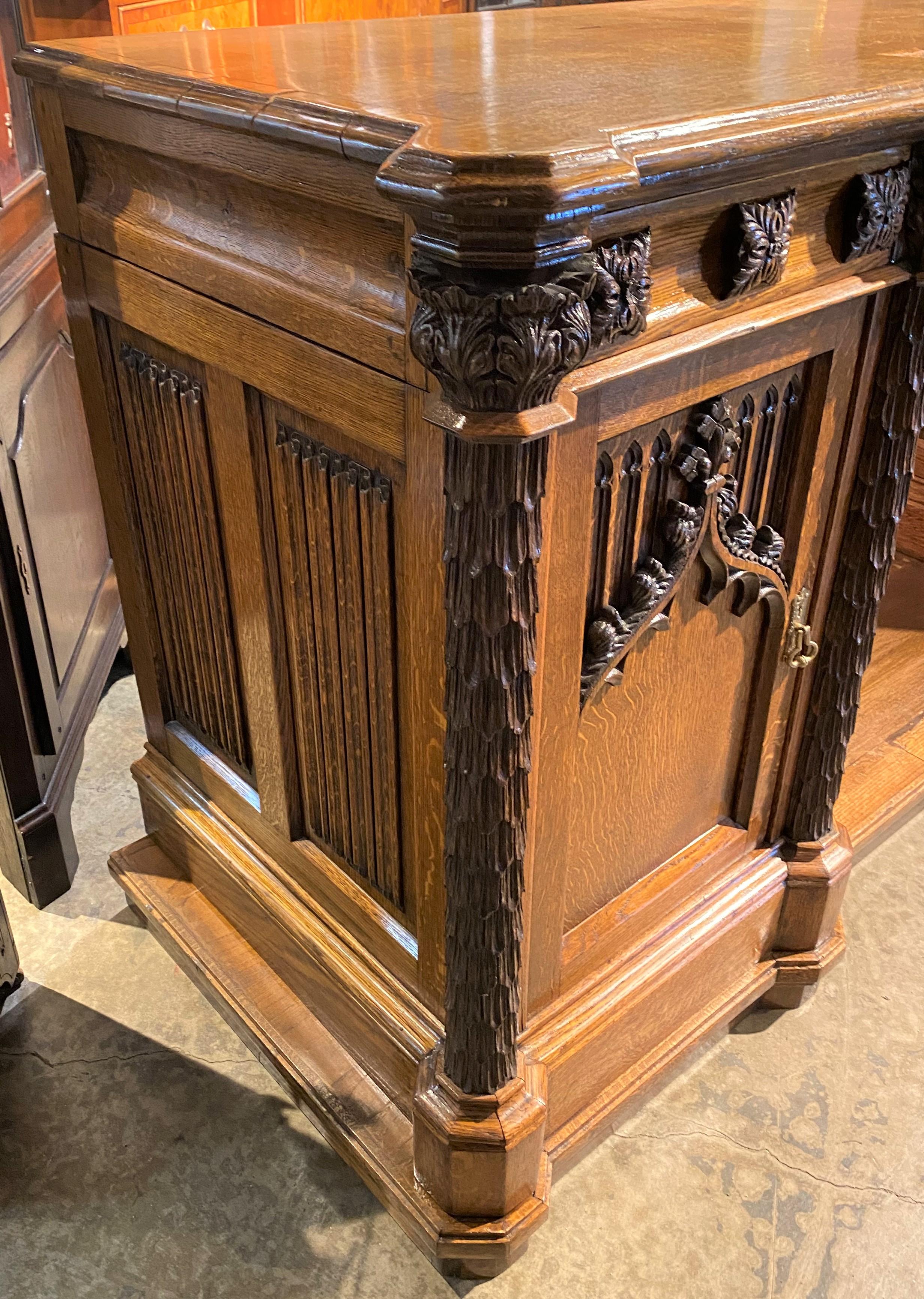 Gothic Revival Quarter Sawn Oak Sideboard with Exceptional Carving For Sale 2