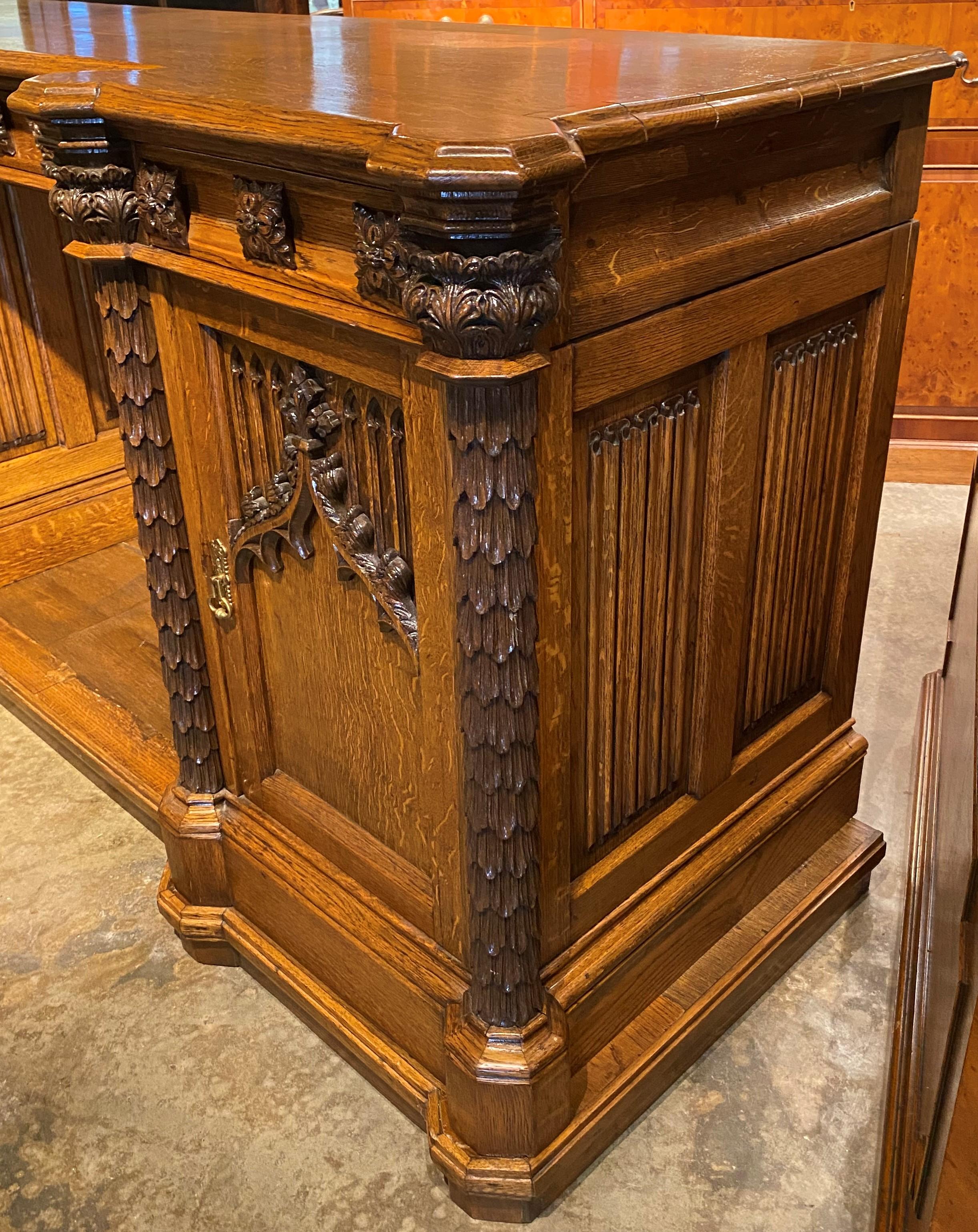 Gothic Revival Quarter Sawn Oak Sideboard with Exceptional Carving For Sale 3