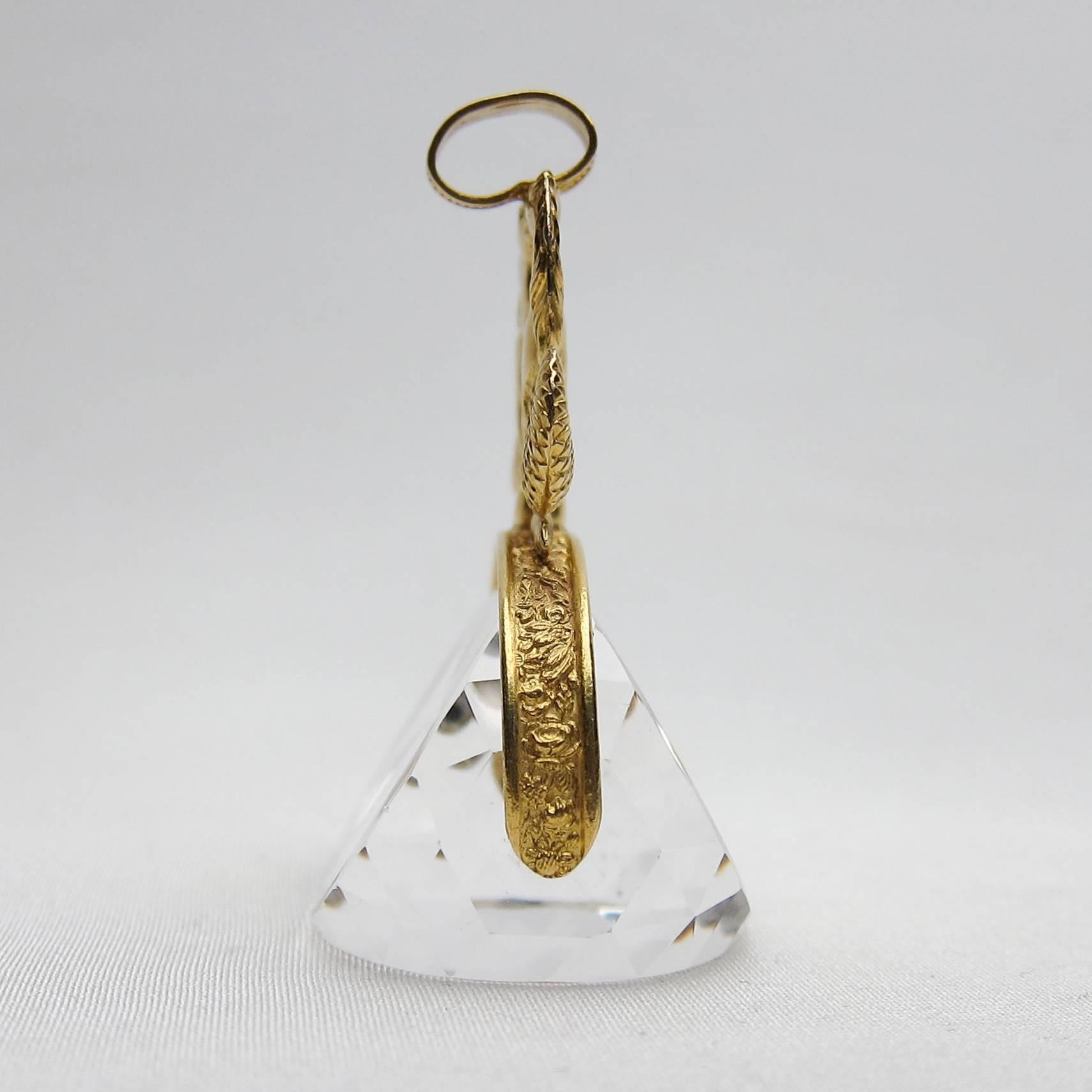 Victorian Quartz Crystal 18 Karat Gold Seahorse Fob and Pendant In Excellent Condition In Seattle, WA