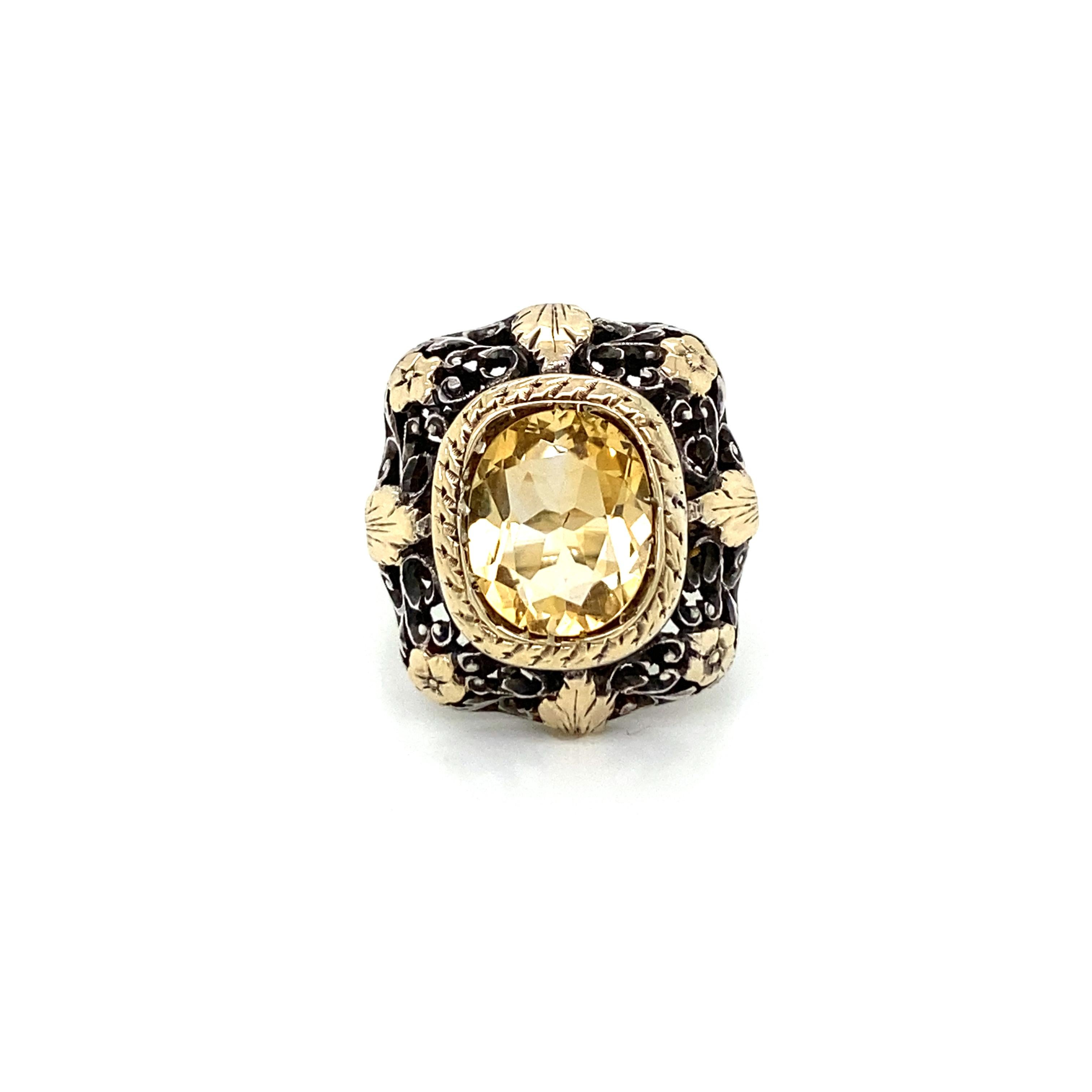 Victorian Quartz Gold Ring In Excellent Condition In Napoli, Italy