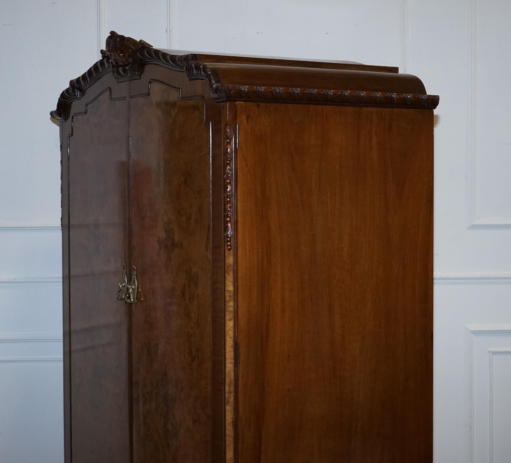 ARMADIO A DUE PORTE VICTORIANO Queen Anne ENGLISH ART DECO BURR WALNUT in vendita 10