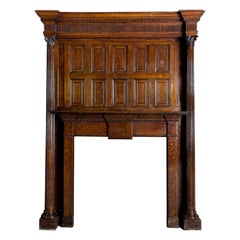 Victorian Queen Anne Revival Oak Fireplace