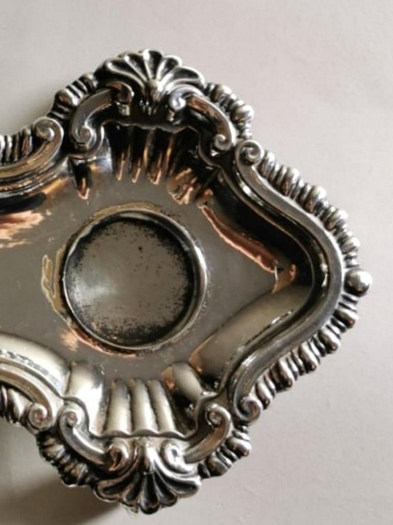 Victorian English Inkwell in Silver Plated, Queen Anne Style  For Sale 5