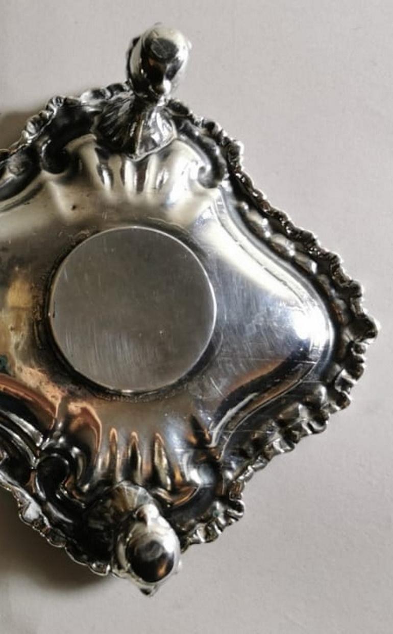 Victorian English Inkwell in Silver Plated, Queen Anne Style For Sale 6