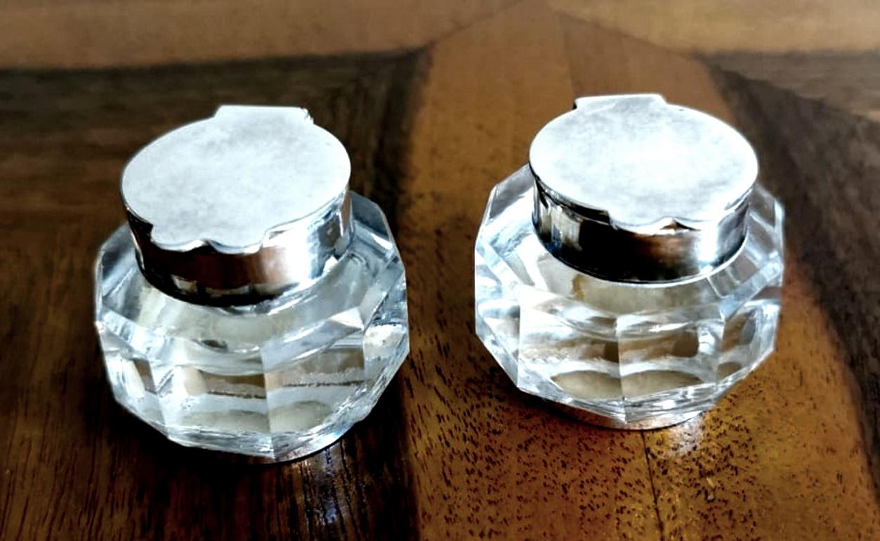 Victorian English Inkwell in Silver Plated, Queen Anne Style For Sale 10