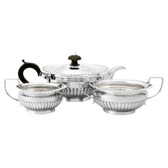 Victorian Queen Anne Style Sterling Silver Three-Piece Tea Service