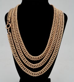 Victorian Rare 73 Grams 14 Karat Rose Gold Curb Chain