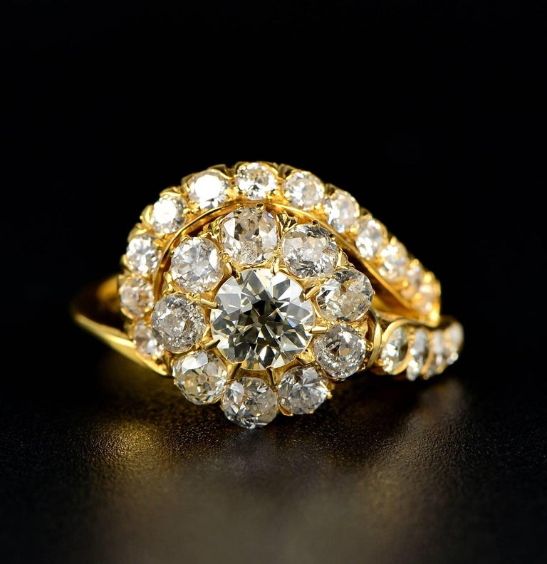 Victorian Rare 2.70 Carat Diamond Crossover Ring at 1stDibs