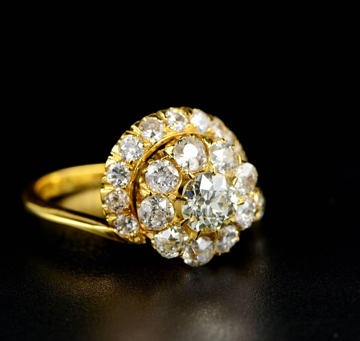 Victorian Rare 2.70 Carat Diamond Crossover Ring In Good Condition In Napoli, IT