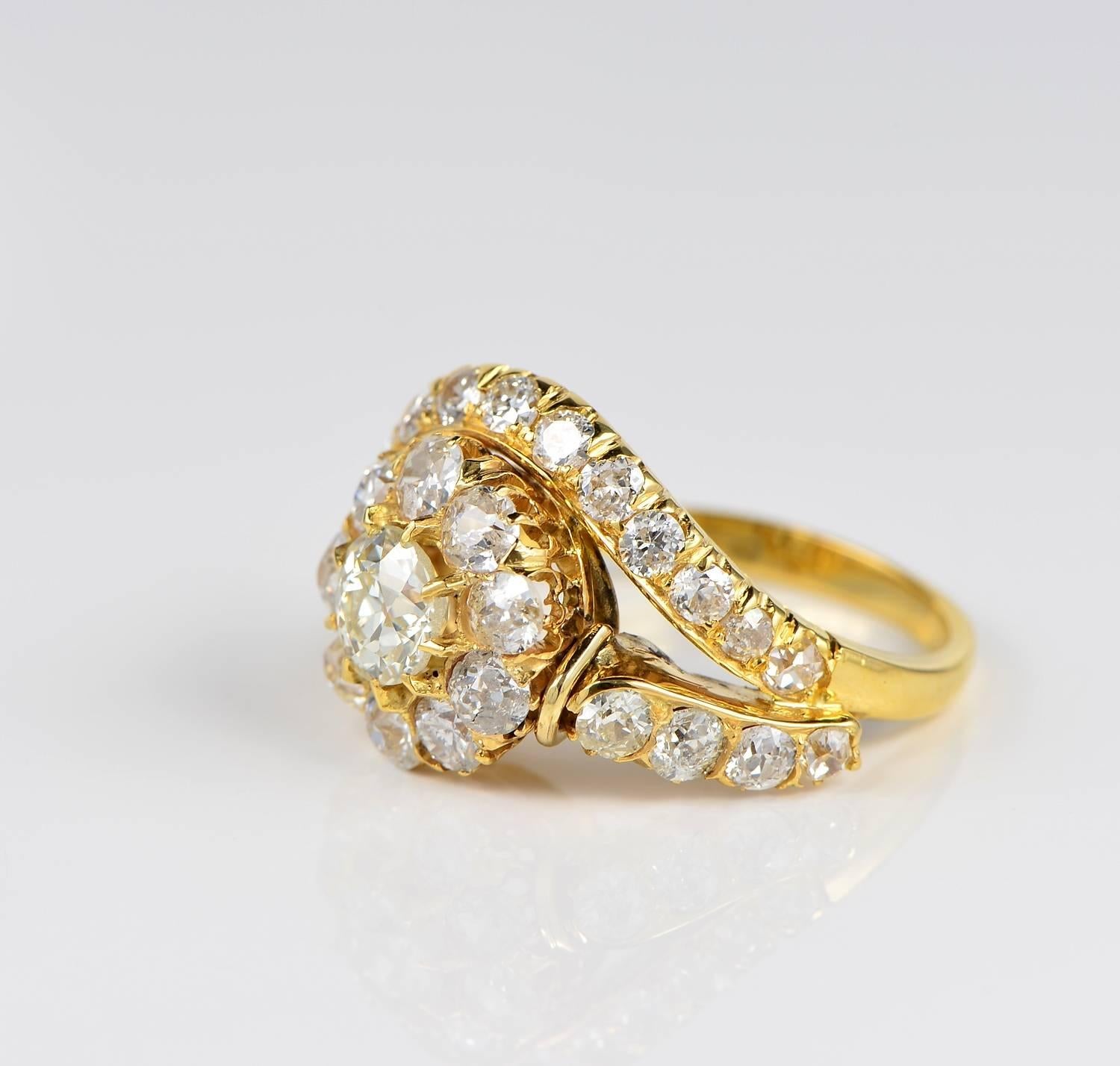 Women's Victorian Rare 2.70 Carat Diamond Crossover Ring