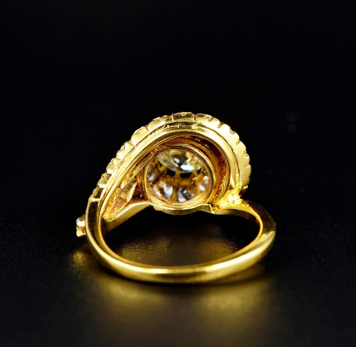 Victorian Rare 2.70 Carat Diamond Crossover Ring 3