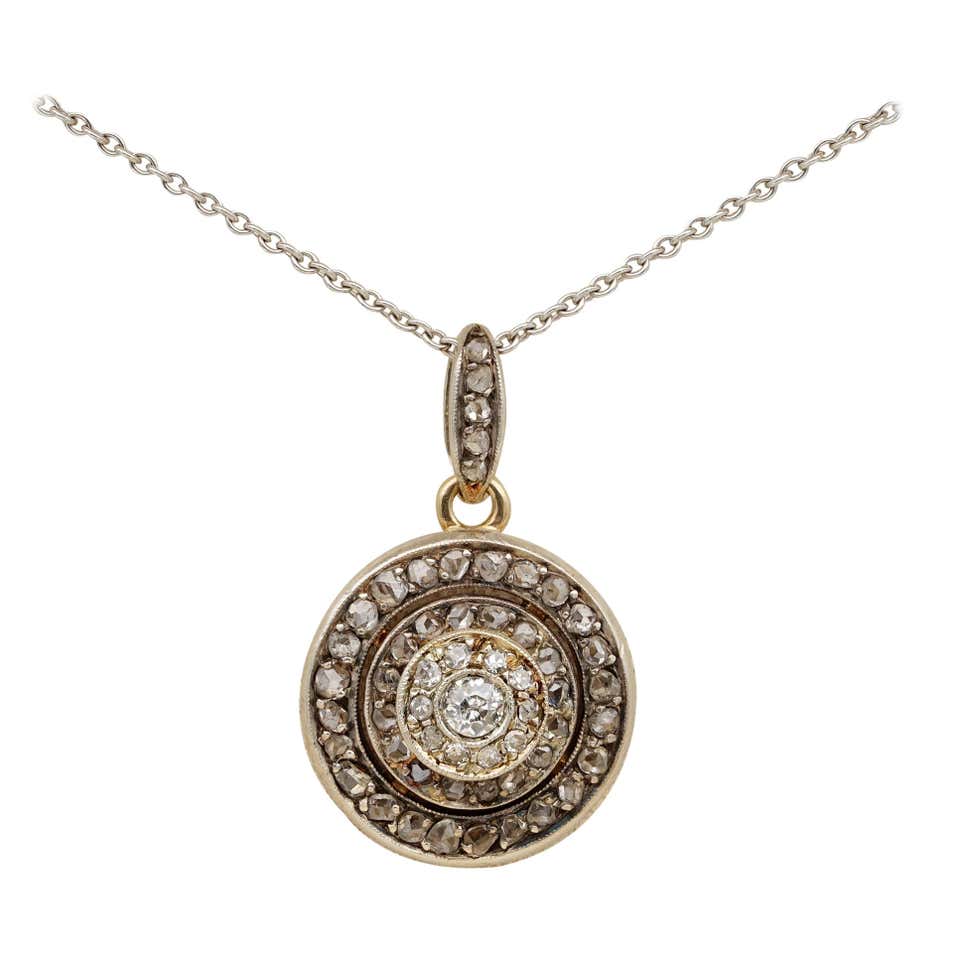 Victorian Rare and Unique 1.22 Carat Diamond Target Pendant Plus Chain ...