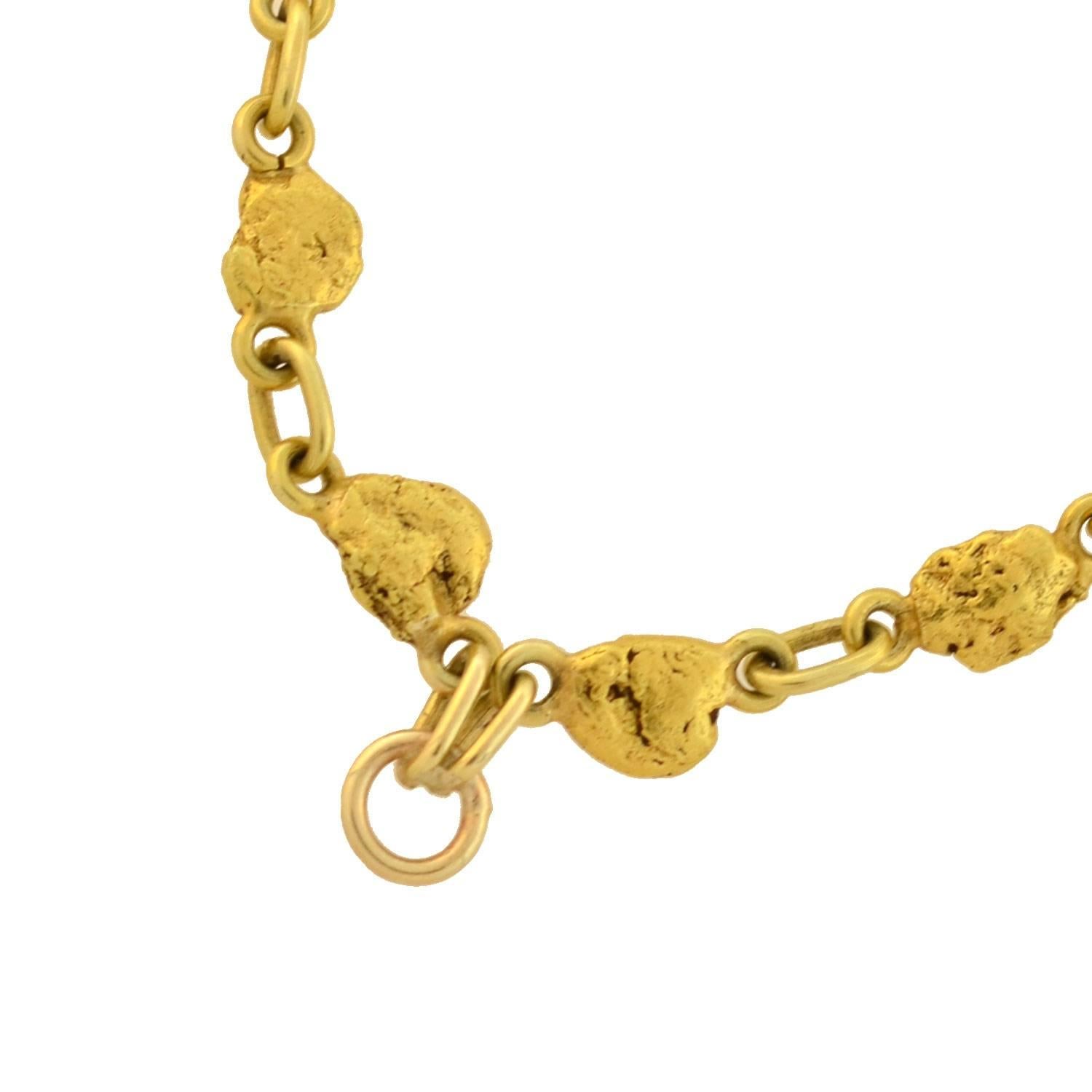 Victorian Rare Genuine Gold Nugget Chain Necklace 45.57 Grams In Excellent Condition In Narberth, PA