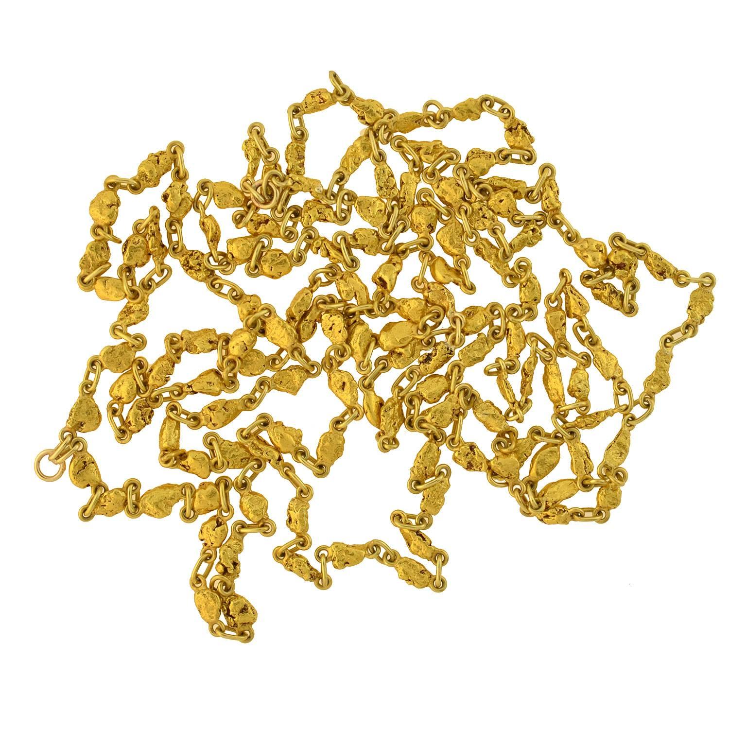 Women's Victorian Rare Genuine Gold Nugget Chain Necklace 45.57 Grams