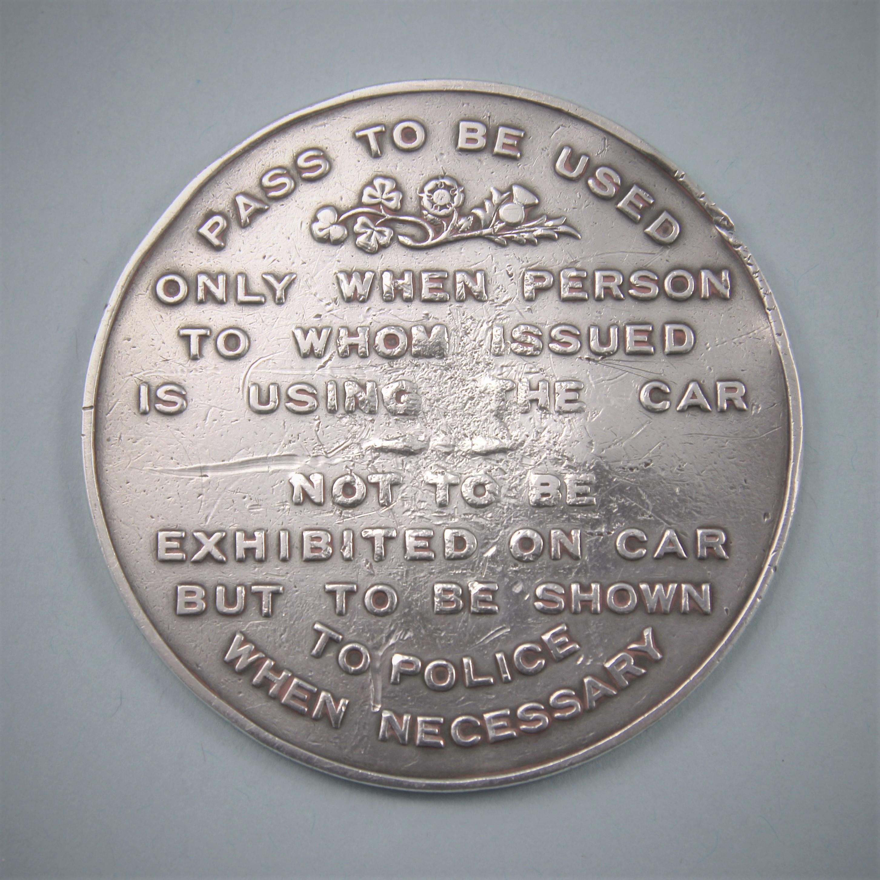 English Victorian Rare Silver Metropolitan Police Pass, London, circa 1930 For Sale