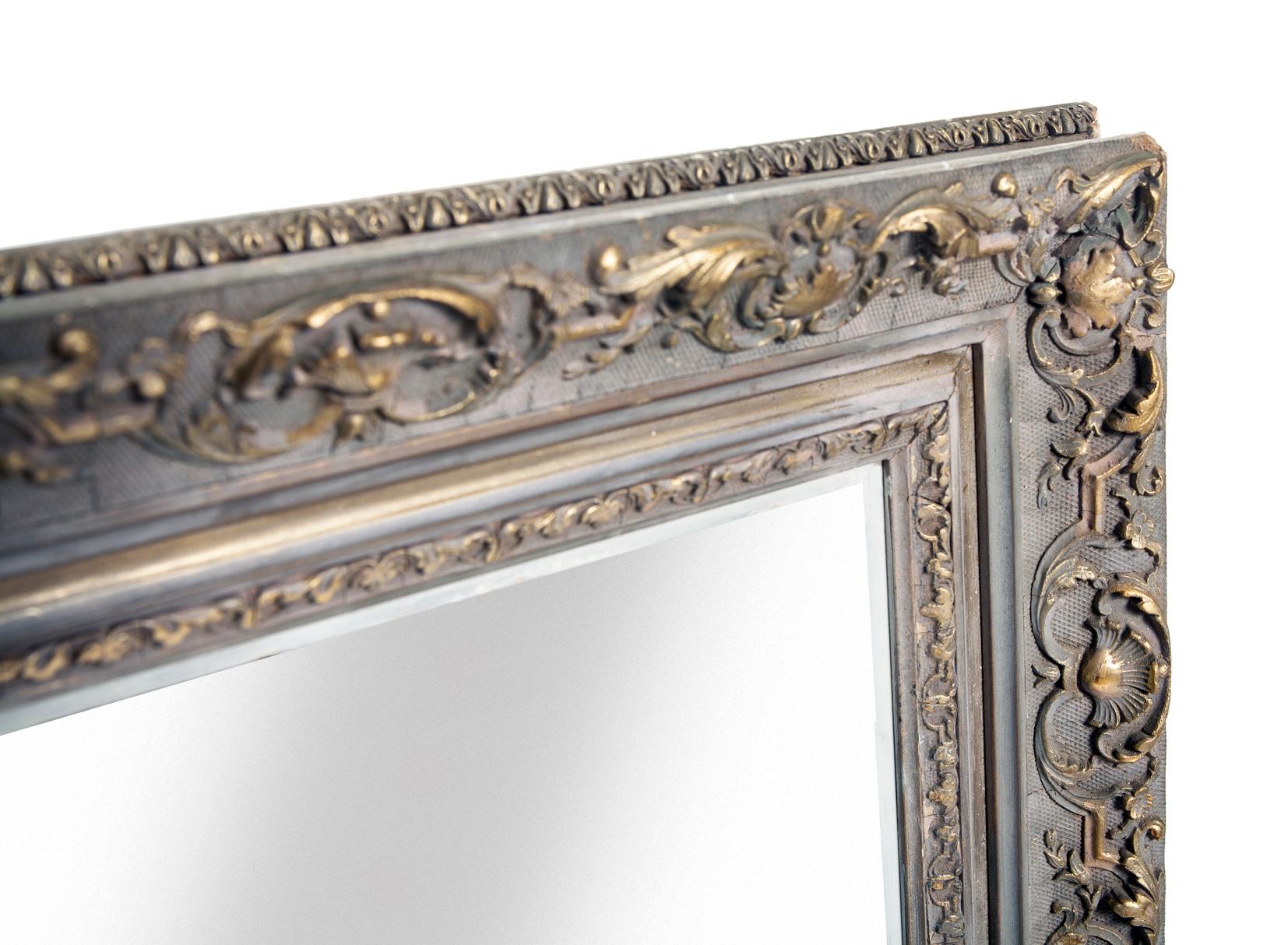 Giltwood Victorian Rectangular Painted Mirror with Gilt Accents For Sale