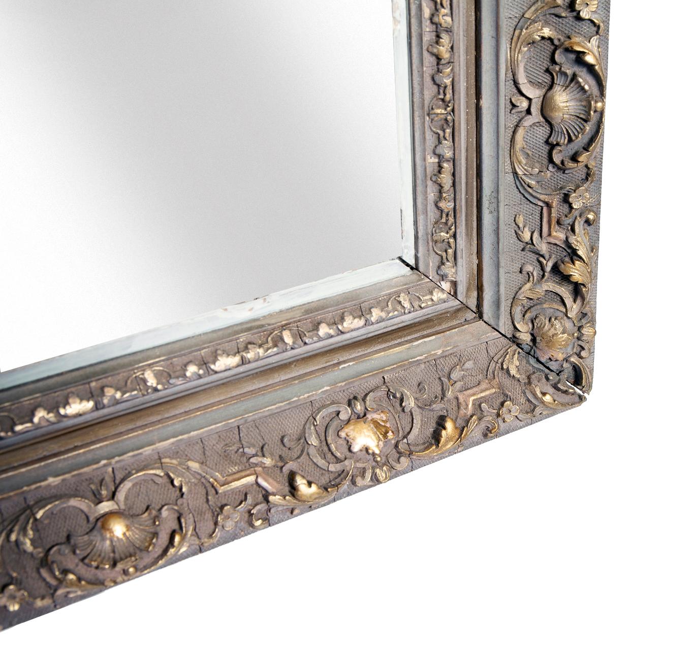 Victorian Rectangular Painted Mirror with Gilt Accents For Sale 1