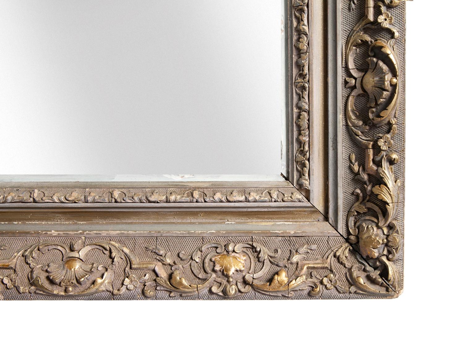 Victorian Rectangular Painted Mirror with Gilt Accents For Sale 2