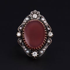 Victorian Red Agate and Diamond Ring