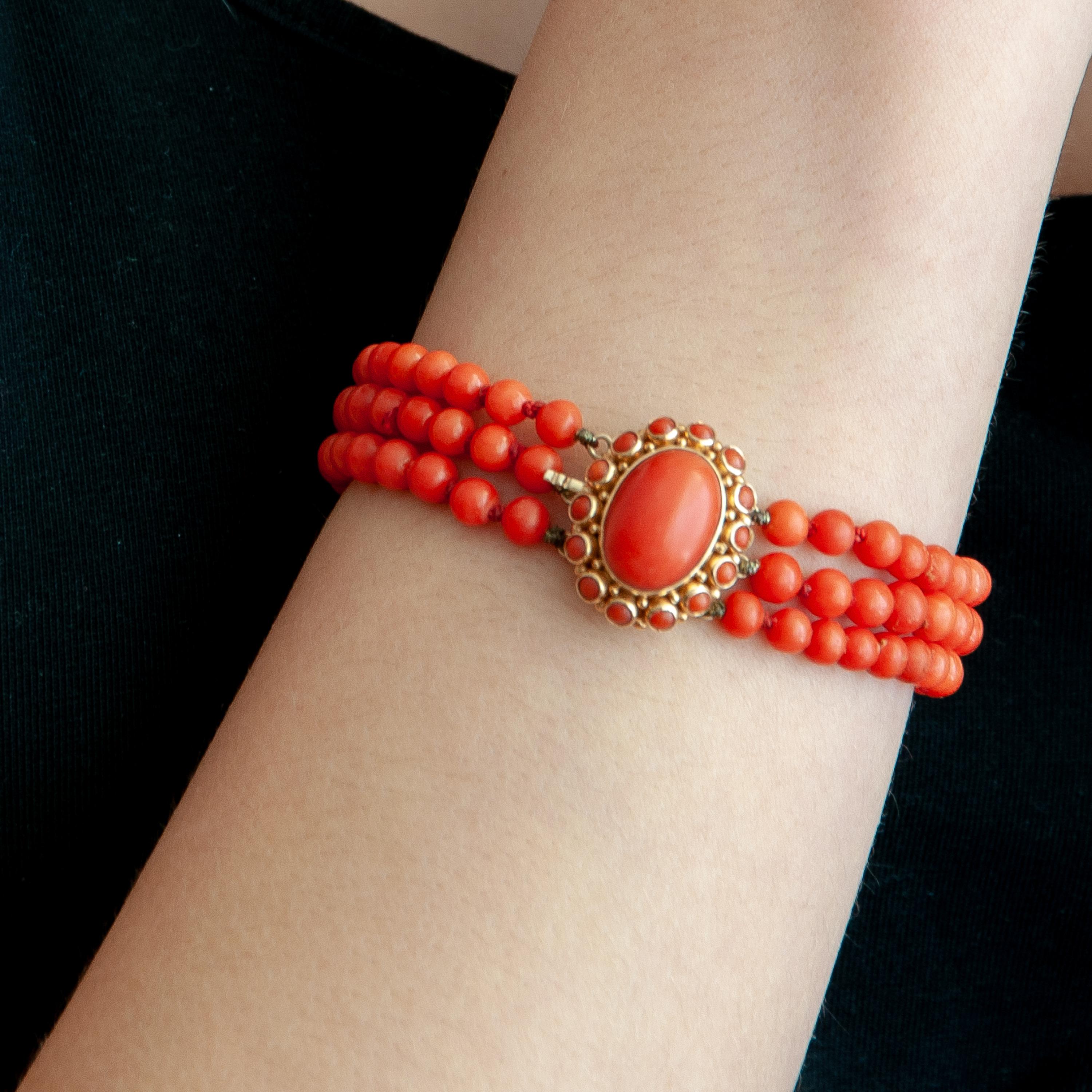 red coral bead bracelet