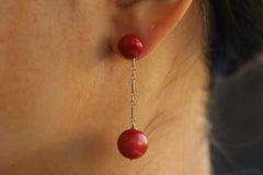 Victorian Red Coral Drop Enhancer Earrings
