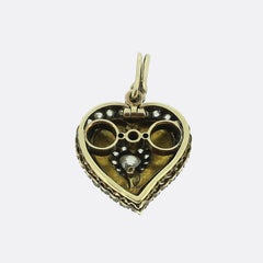 Victorian Red Enamel and Diamond Heart Pendant