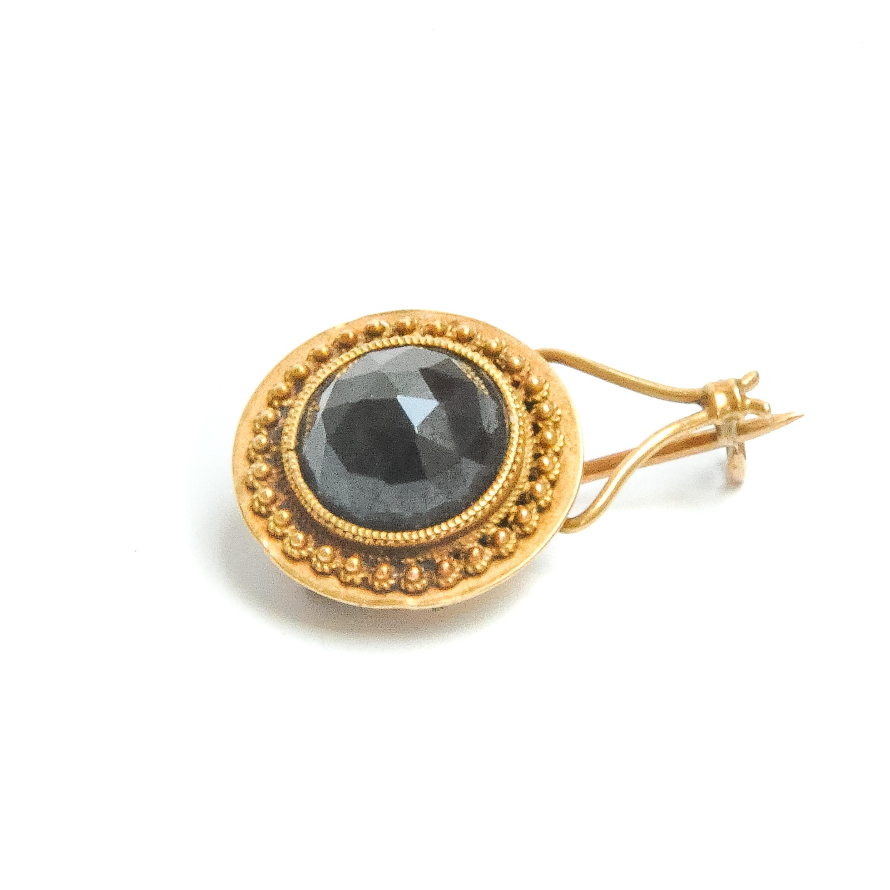 Antique Garnet 14K Gold Cannetille Pin Brooch In Good Condition For Sale In Rotterdam, NL