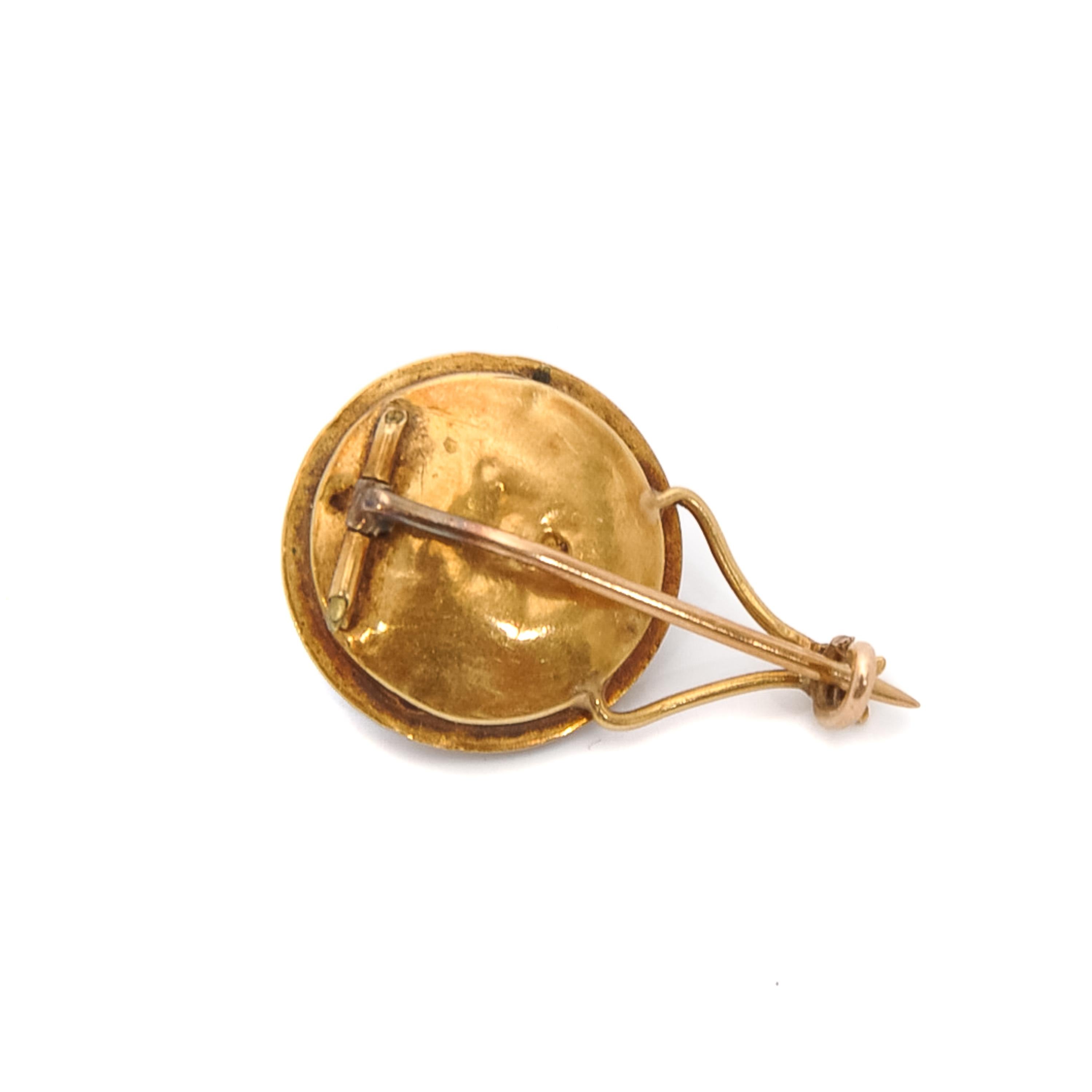 Antique Garnet 14K Gold Cannetille Pin Brooch For Sale 1