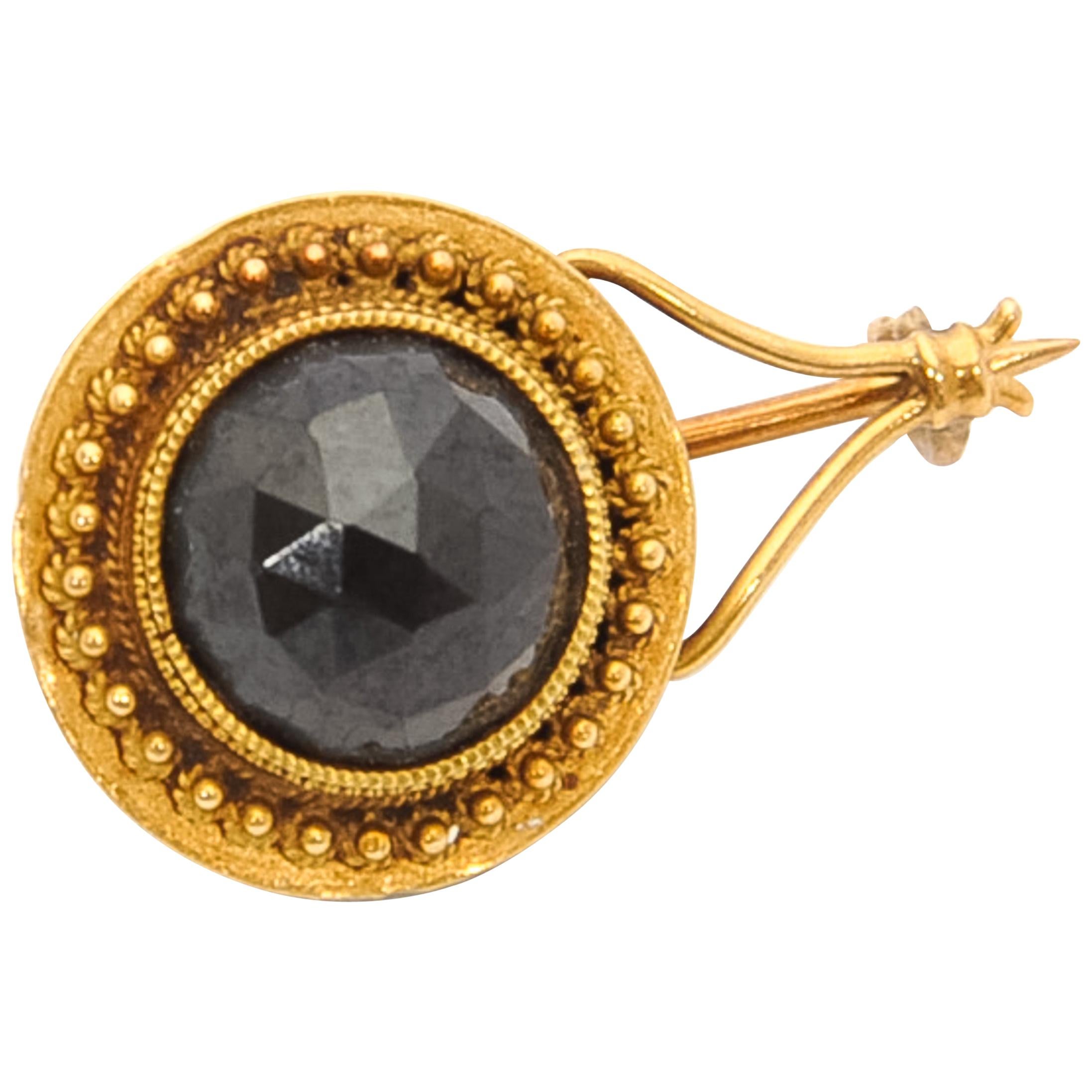 Antique Garnet 14K Gold Cannetille Pin Brooch