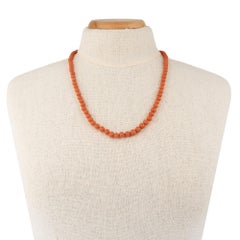 Victorian Red Orange Natural Coral Necklace