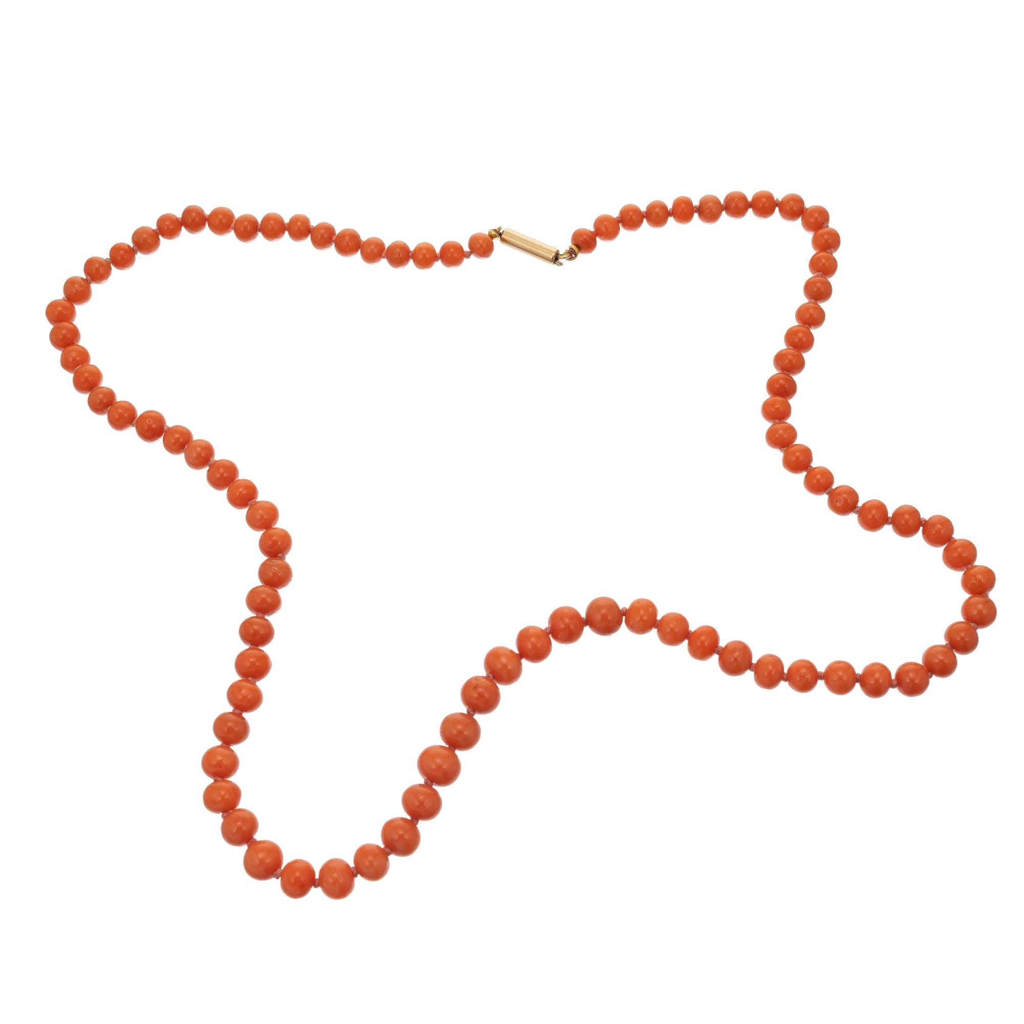 Halskette aus natürlicher Koralle, viktorianisch, rot-orange im Angebot