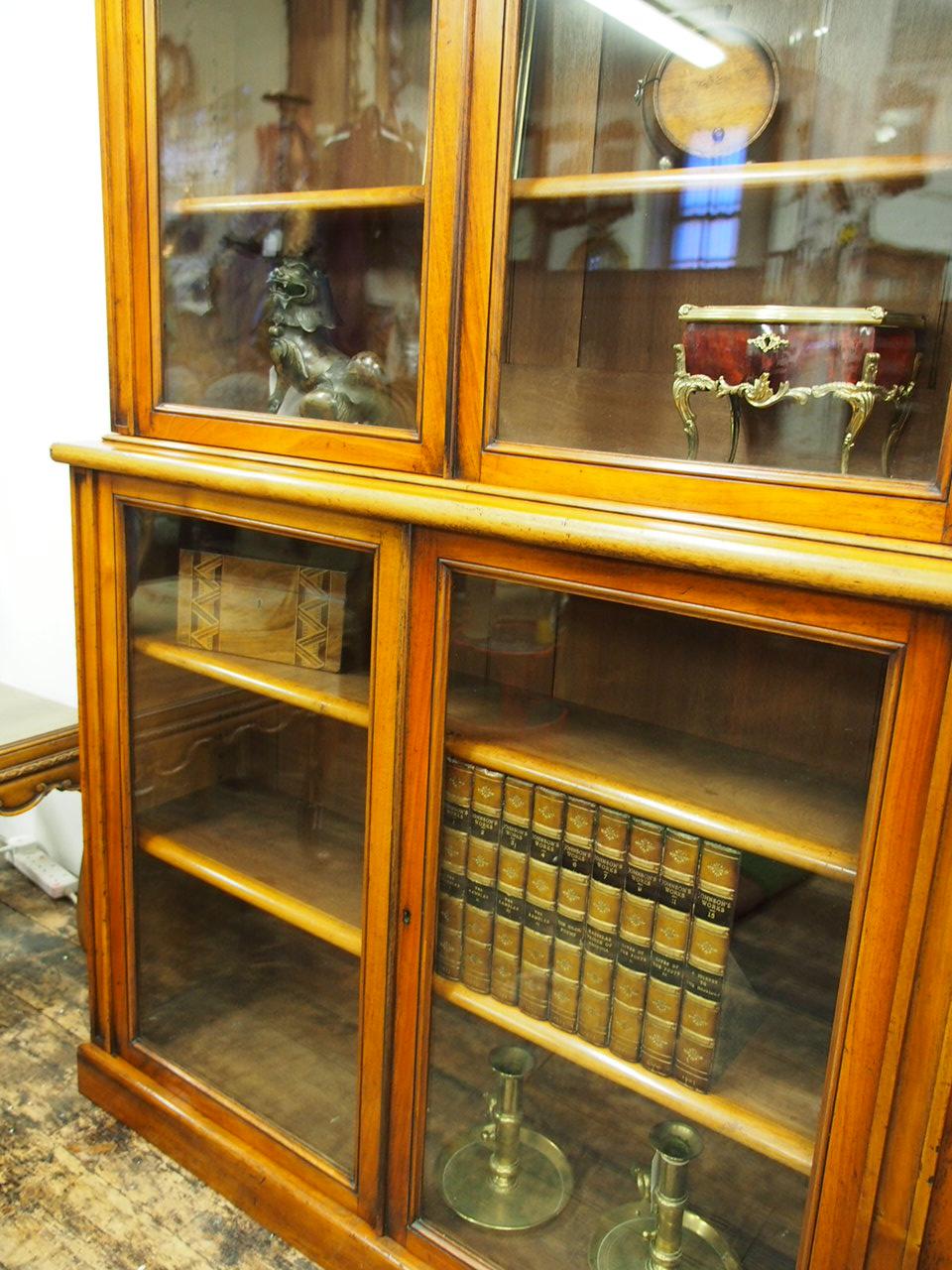 Victorian Red Walnut Cabinet Bookcase or Display Cabinet, circa 1880 11