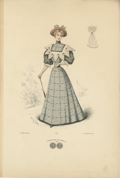 Victorian Refinement: Fashion Lithograph by L. Michau and M. de Solar, 1889