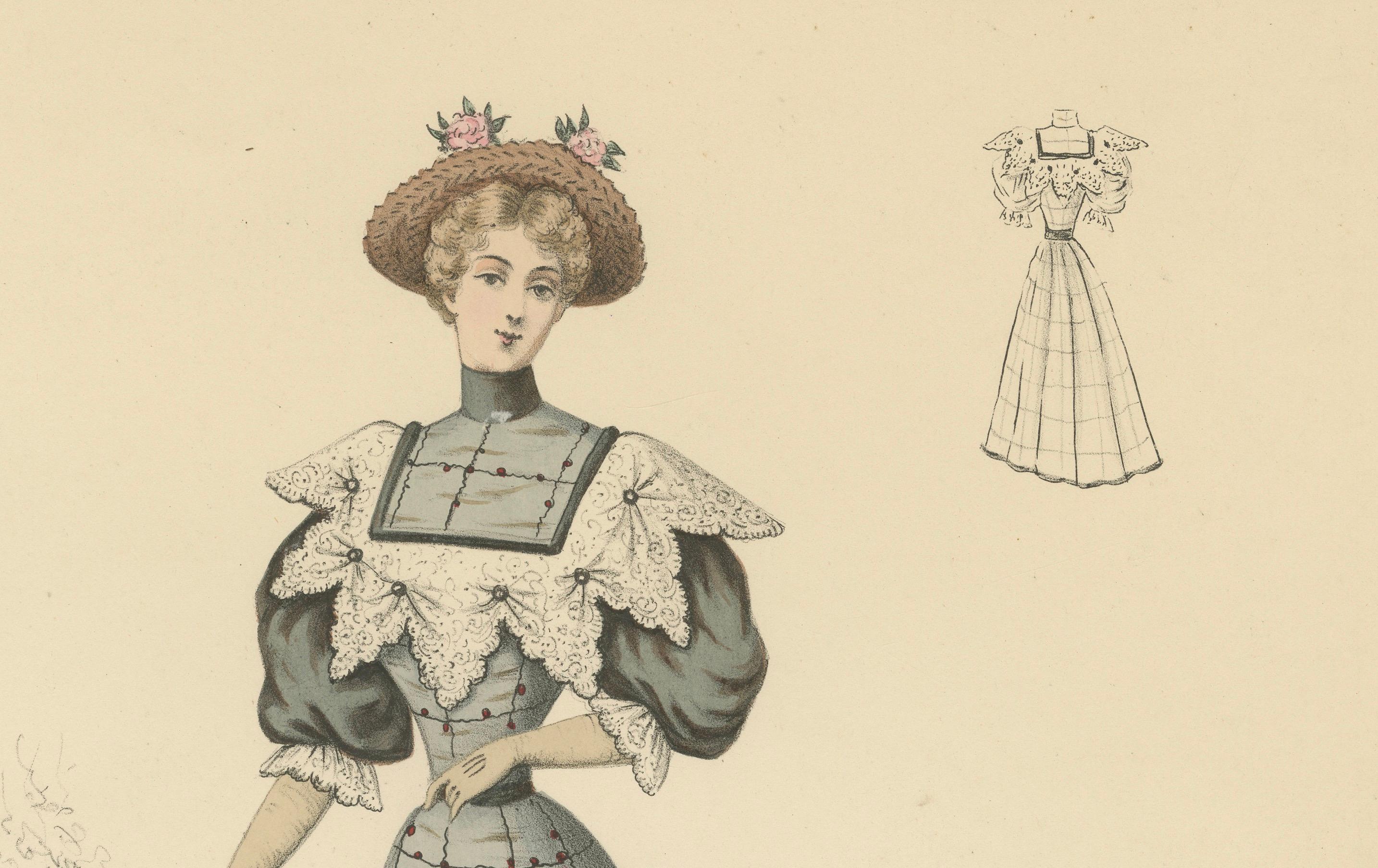 Refinamiento victoriano: Litografía de moda de L. Michau y M. de Solar, 1889 en venta 1