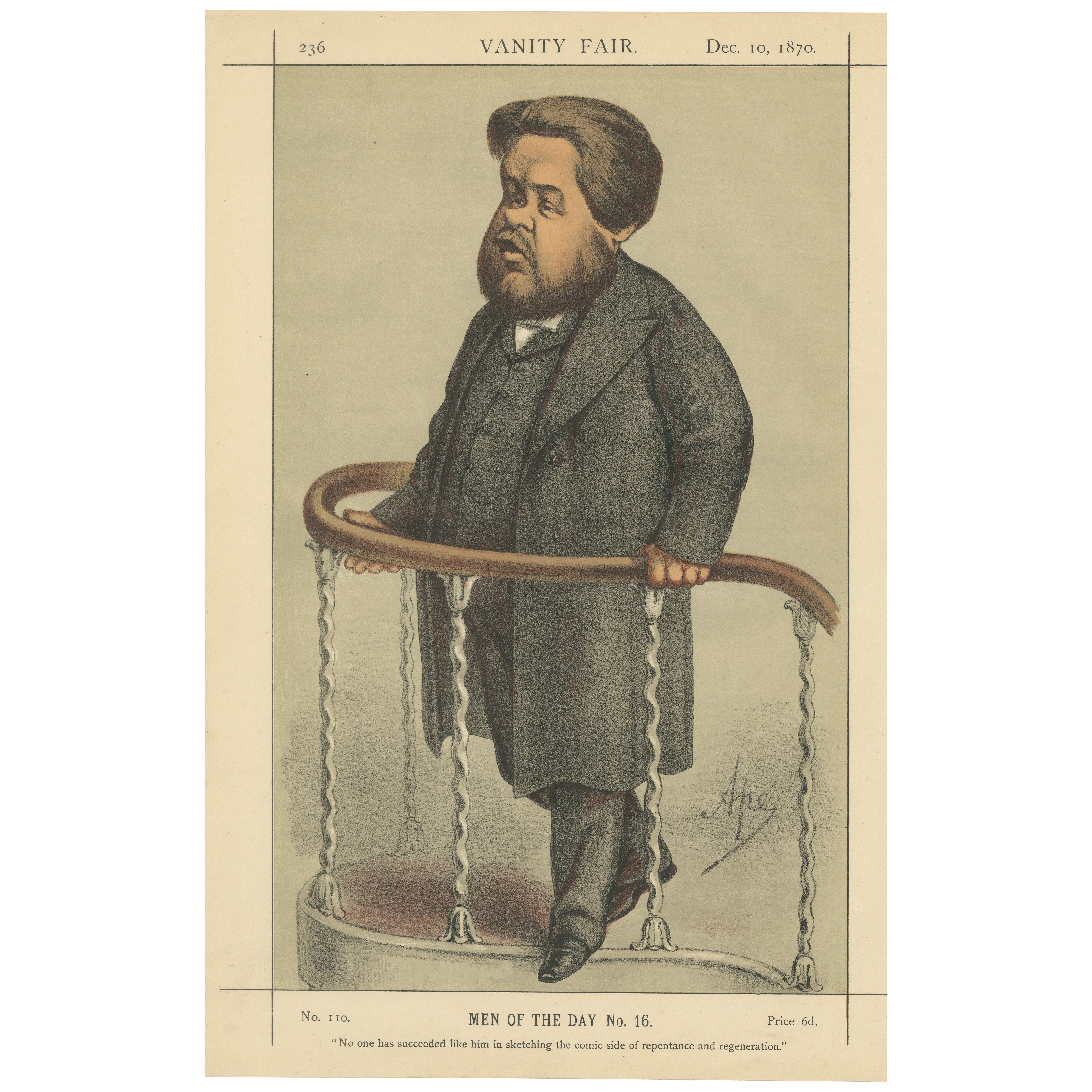 Victorian Reformer at the Rail – Vanity Fair Men of the Day No. 16, 1870 For Sale