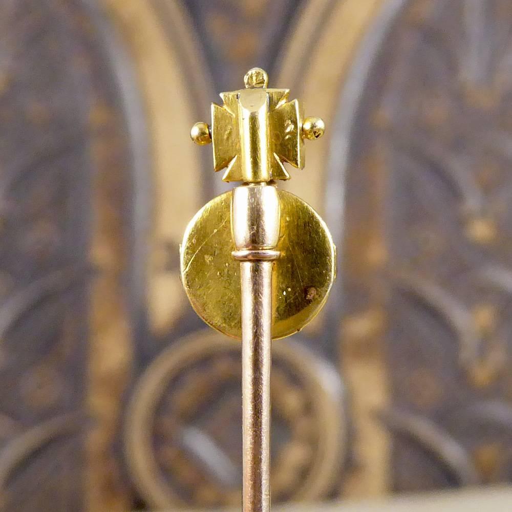 Women's Victorian Regal Garnet Maltese Cross Gold Orb Pin