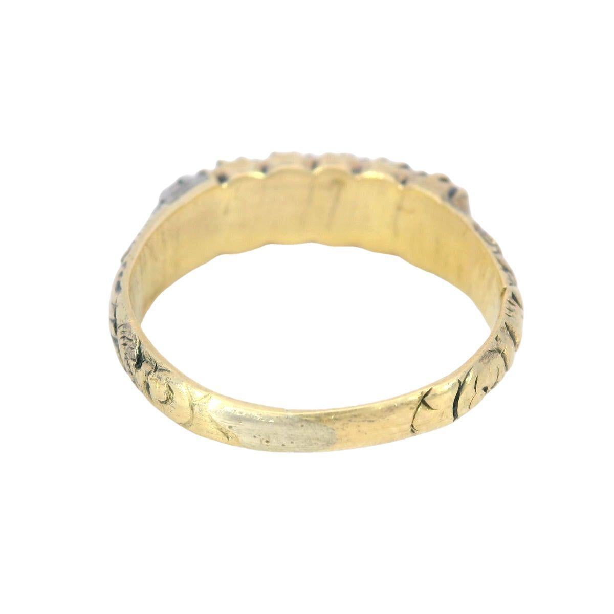 Victorian Regards Acrostic Ring Natural Gemstones in 18 Karat Yellow Gold In Good Condition For Sale In Fairfield, CT
