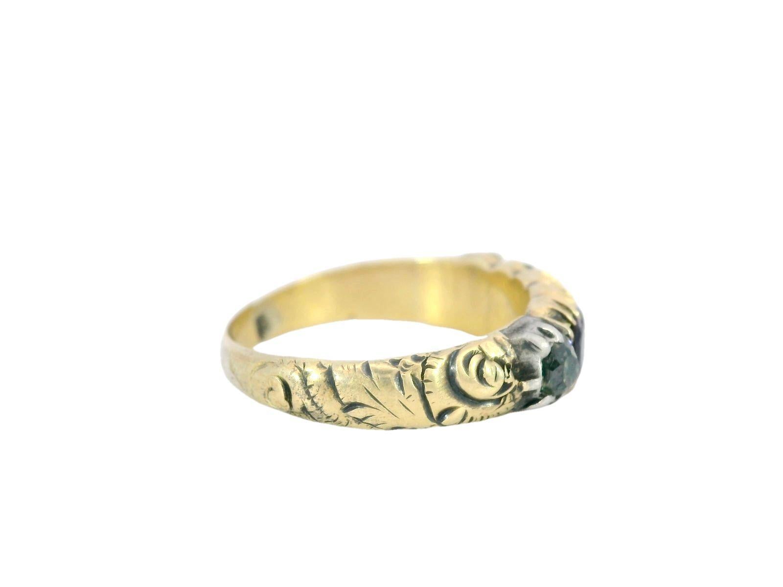 Women's Victorian Regards Acrostic Ring Natural Gemstones in 18 Karat Yellow Gold For Sale