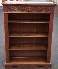 Victorian Renaissance Carved Oak Bookcase, Circa 1880s