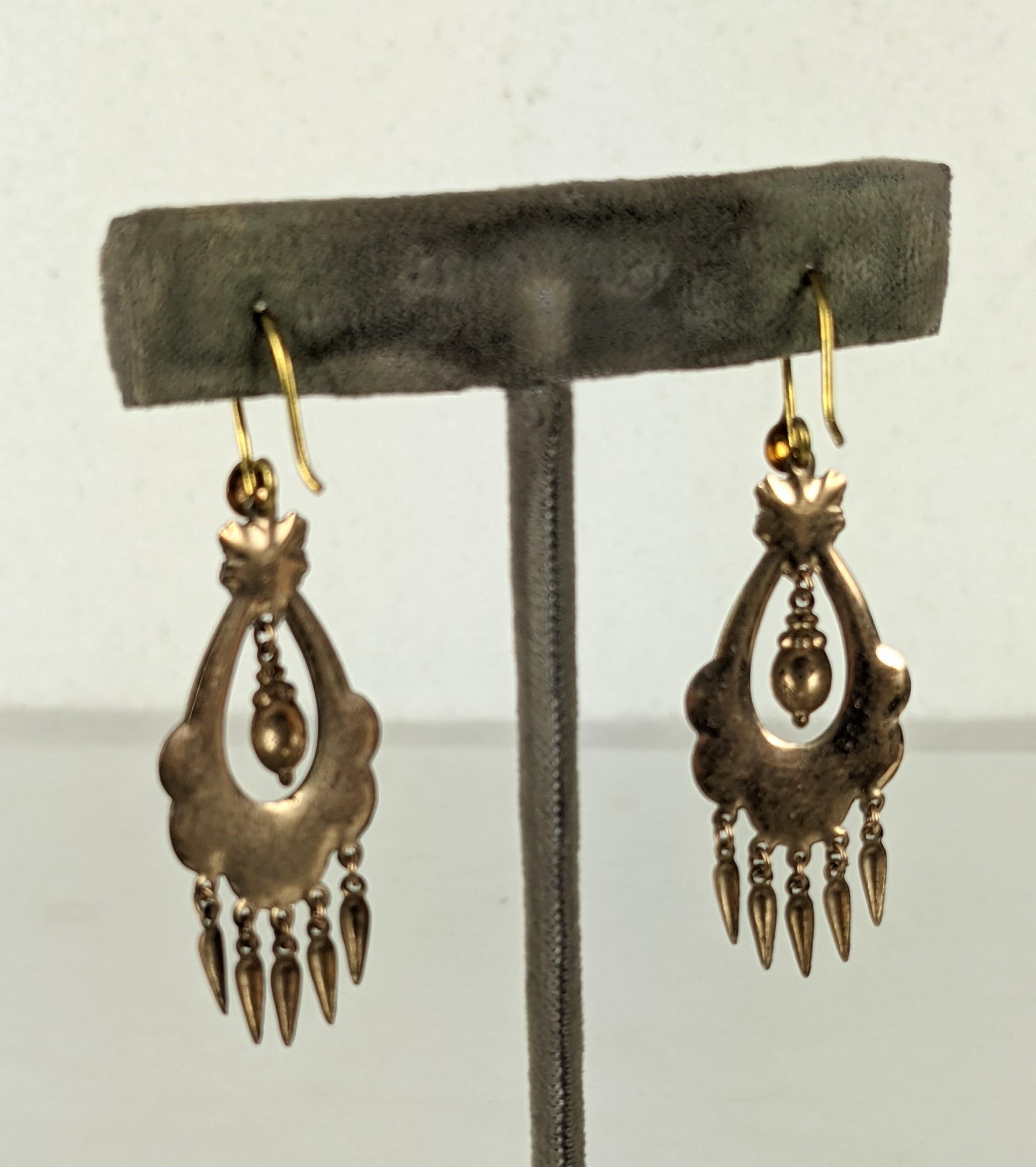 Victorian Renaissance Revival Articulated Long Earrings In Excellent Condition For Sale In New York, NY