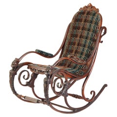 Victorian Renaissance Revival Rocking Chair, in Carlucci by JAB Anstoetz Velvet