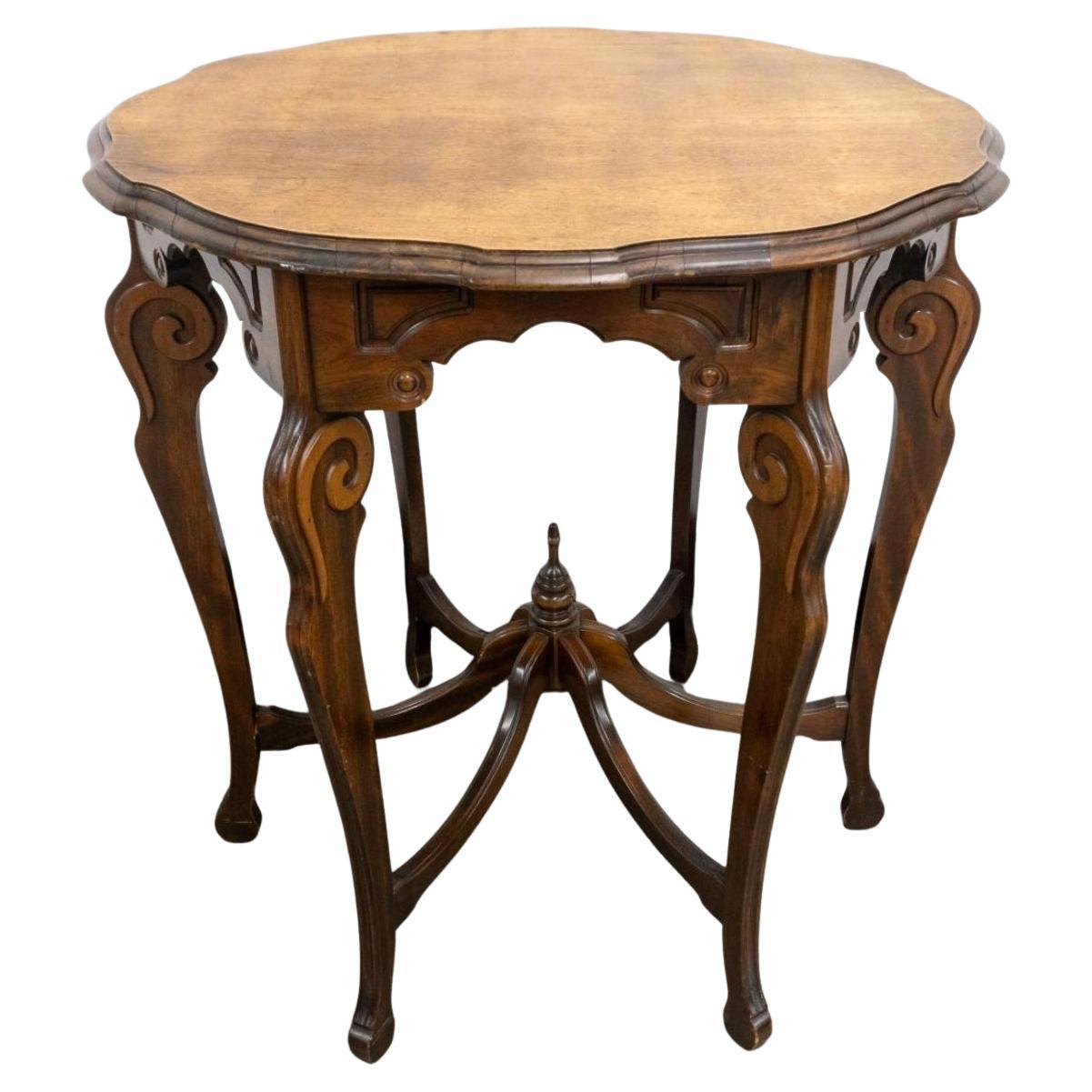 Victorian Renaissance Revival Style Walnut Center Table For Sale