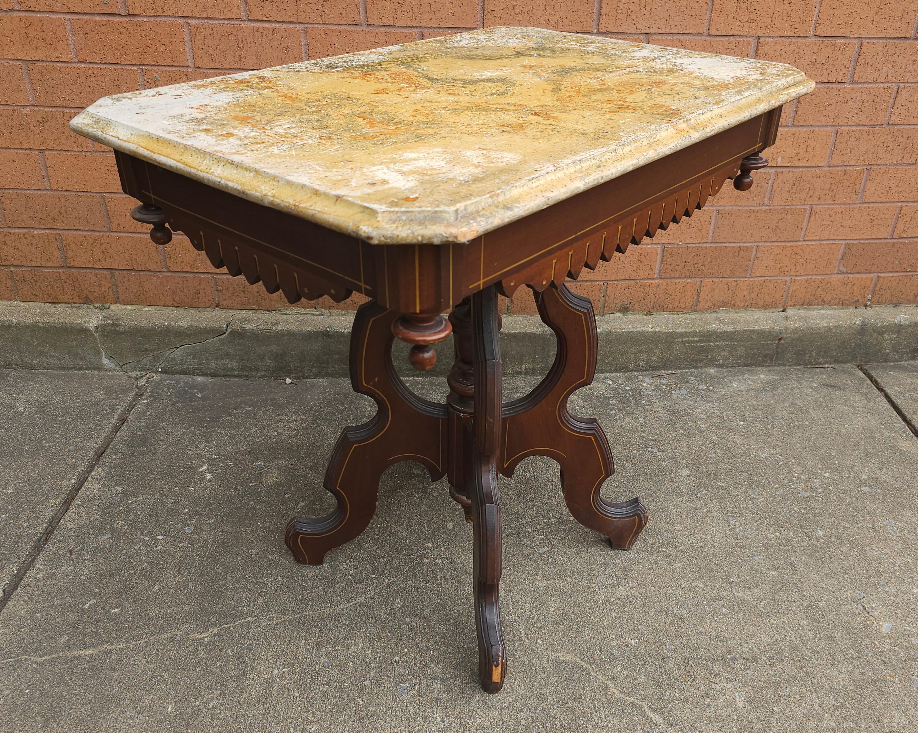 20th Century Victorian Renaissance Style Walnut Painted Side Table For Sale