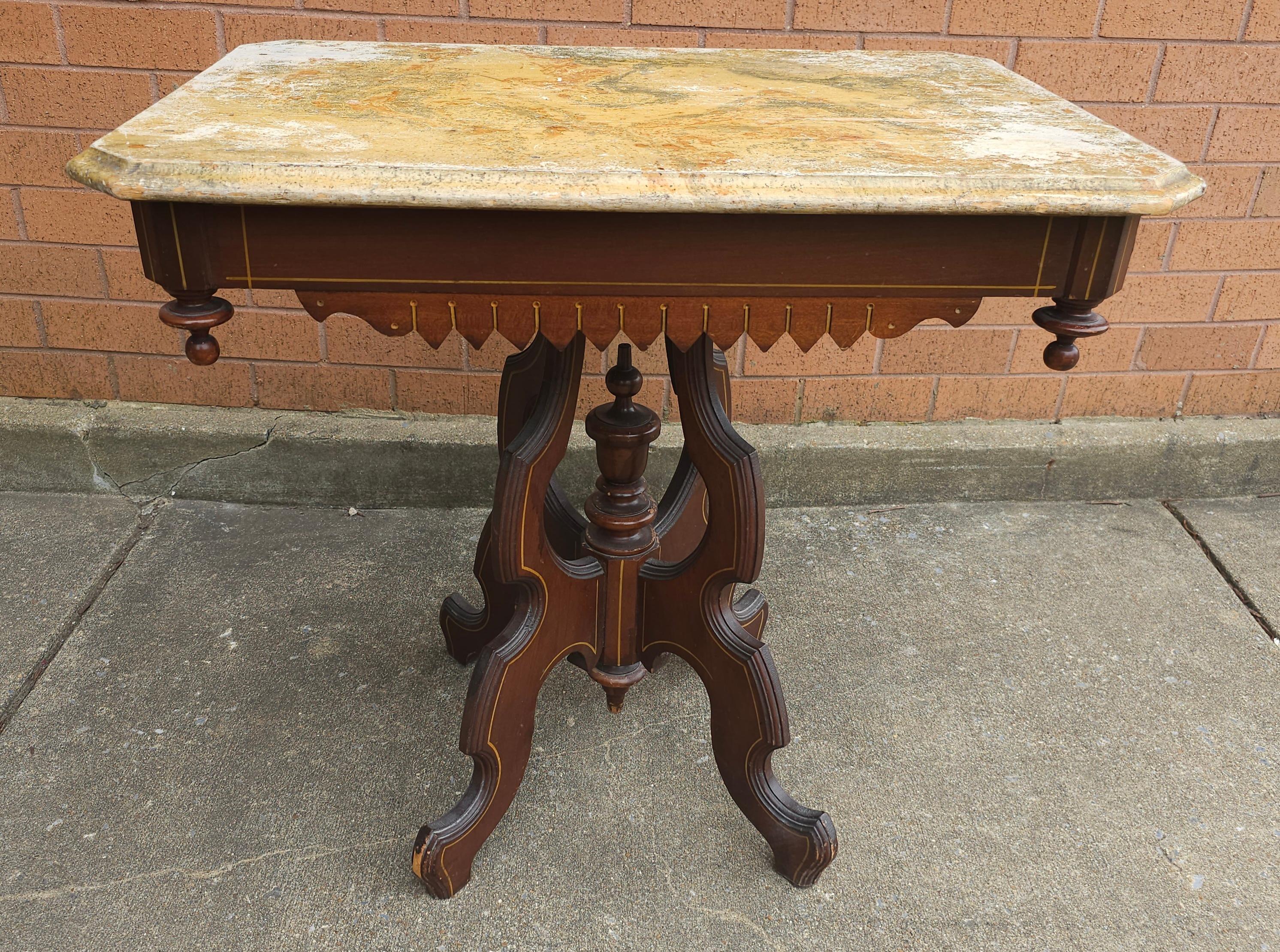 Upholstery Victorian Renaissance Style Walnut Painted Side Table For Sale