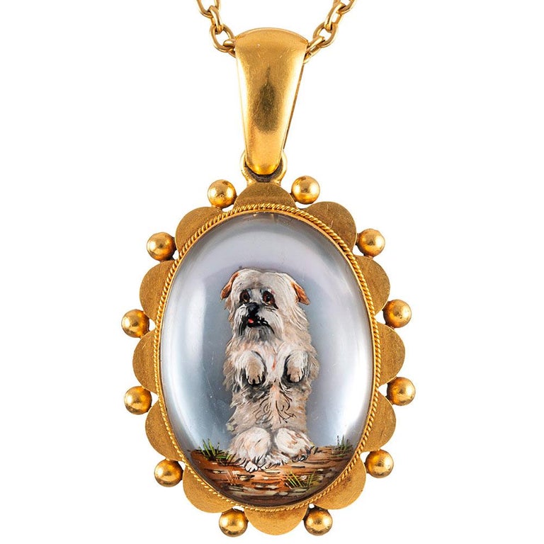 Victorian Reverse Carved Dog Locket Pendant at 1stDibs